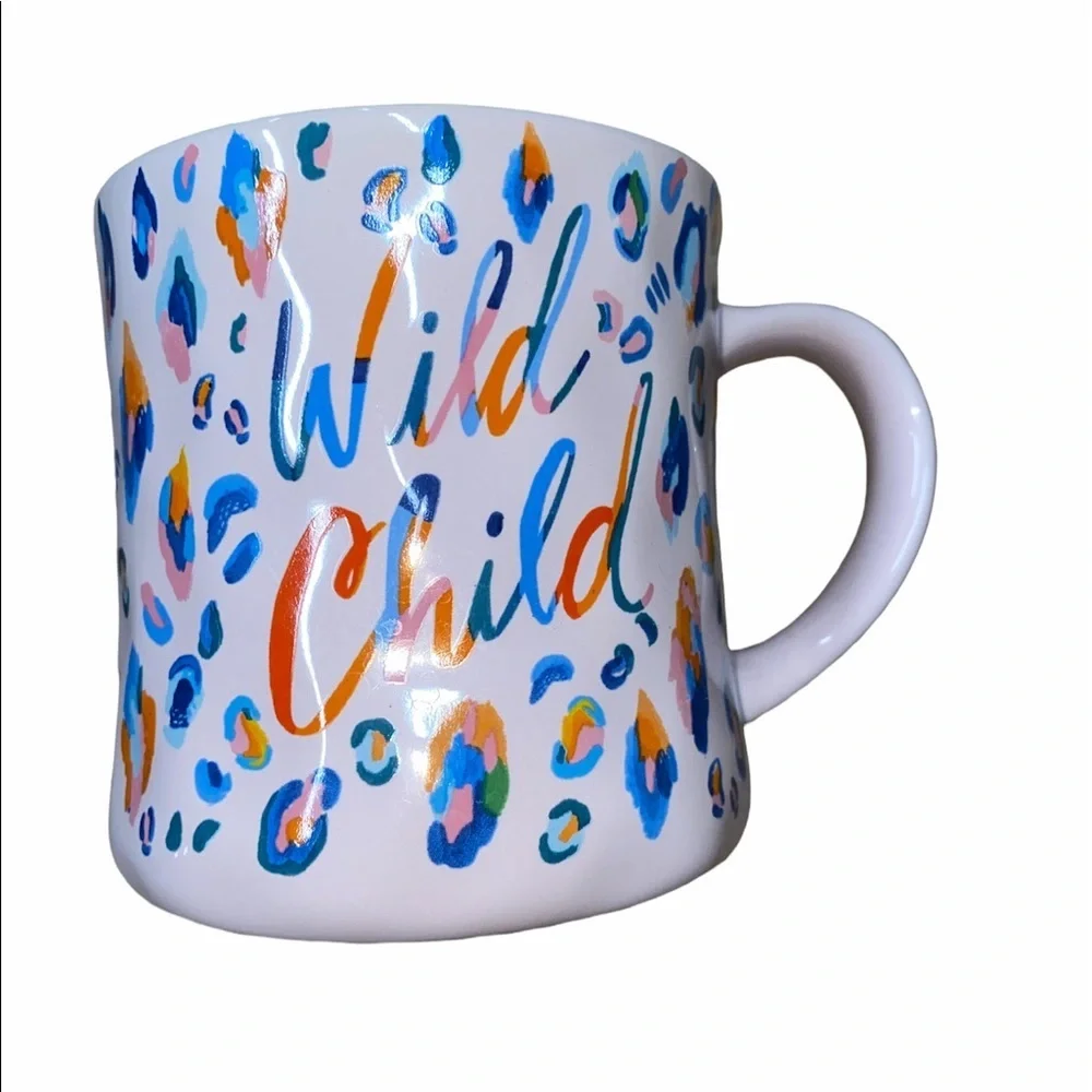 WILD Child pink leopard print ceramic coffee mug